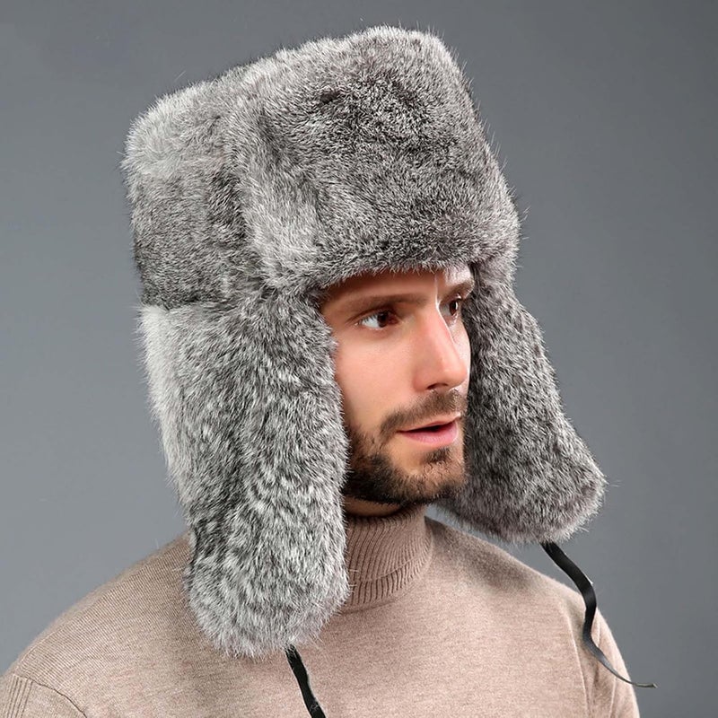 WUODHTW Men's Winter Ushanka Earflap Trooper Hat Aviator Windproof Hat Faux Fur Warm Hat Ski Beanies Cap Berets Skull caps - Image 2